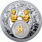 Монета БЕЛАРУСЬ 2013.12.23 | ЗНАКИ ЗОДИАКА БЛИЗНЕЦЫ Монета БЕЛАРУСЬ 2013 | 20 рублей | Ag 925 |