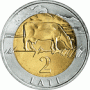 2003 Монета Латвия 2 лата КОРОВА ТИРАЖ 30 000
