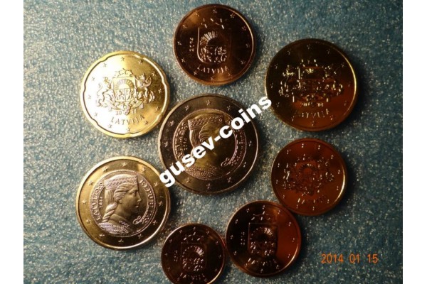 2014 Монета Латвия ГОДОВОЙ НАБОР ЕВРО В ФОЛДЕРЕ