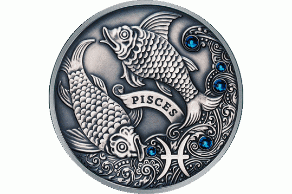 Монета БЕЛАРУСЬ 2014.09.16 | ЗОДИАКАЛЬНЫЙ ГОРОСКОП РЫБЫ | 20 рублей | Ag 925 |