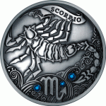 Монета БЕЛАРУСЬ 2013.09.16 | ЗОДИАКАЛЬНЫЙ ГОРОСКОП СКОРПИОН | 20 рублей | Ag 925 |